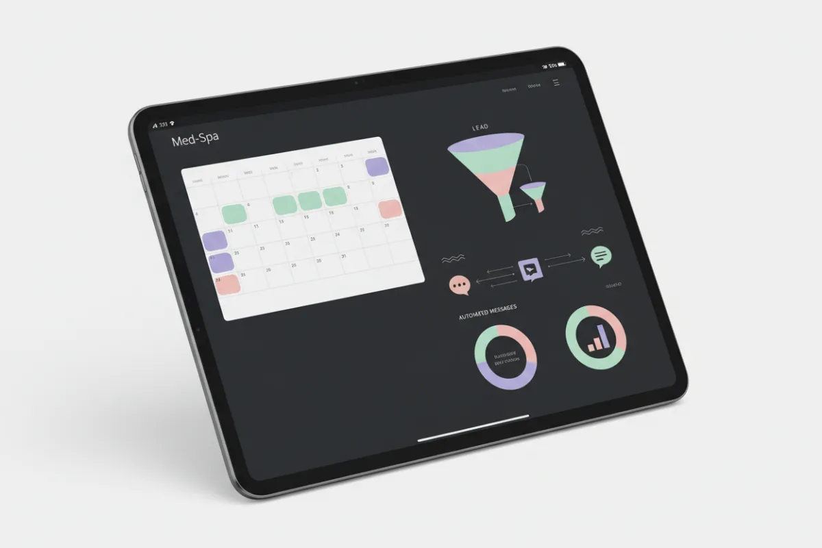 RadiantMD CRM dashboard showing appointments, patient analytics, and lead pipeline